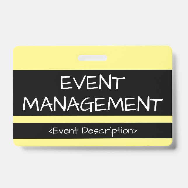 Tarjeta De Identificación Insignia humilde de "GESTIÓN DE EVENTOS" (Parte frontal)