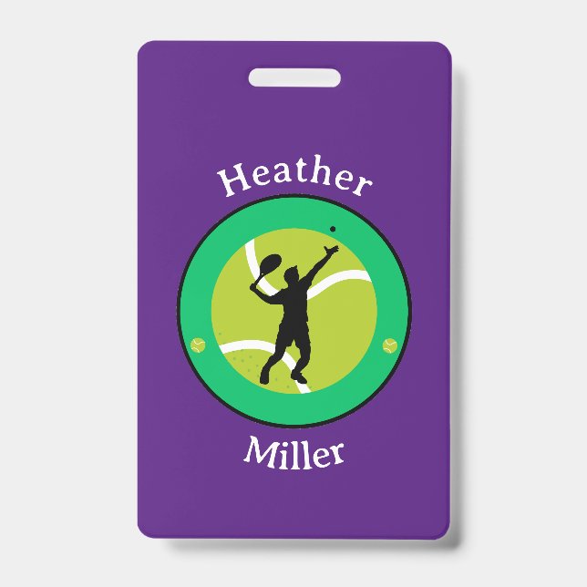 Tarjeta De Identificación Insignia - Jugador de tenis - Personalizado - Añad (Parte frontal)