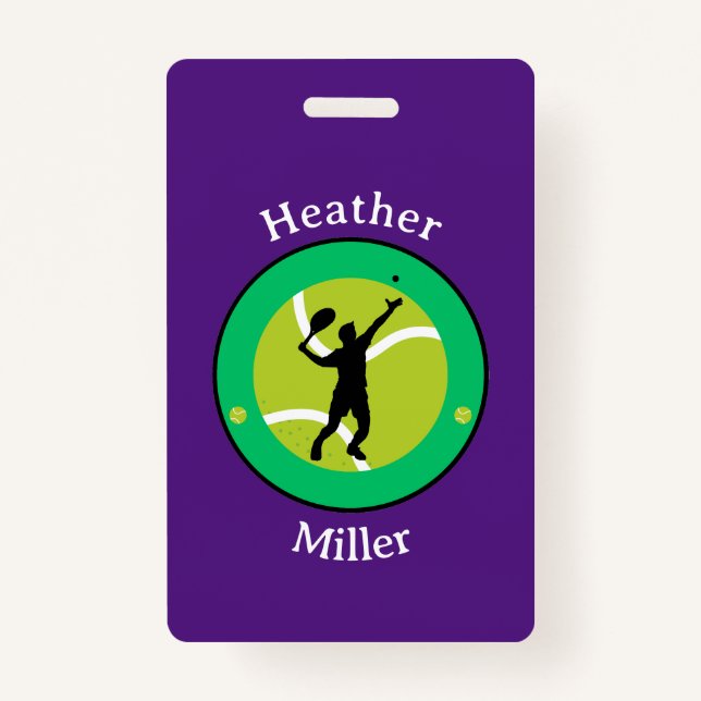 Tarjeta De Identificación Insignia - Jugador de tenis - Personalizado - Añad (Anverso)