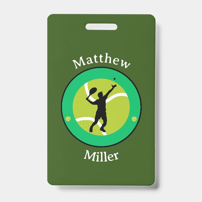 Tarjeta De Identificación Insignia - Jugador de tenis - Personalizado - Añad (Parte frontal)