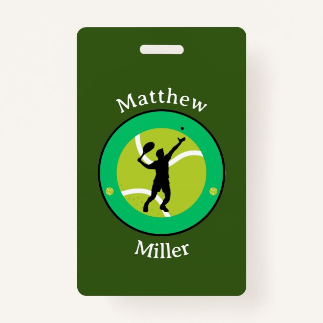 Tarjeta De Identificación Insignia - Jugador de tenis - Personalizado - Añad (Anverso)
