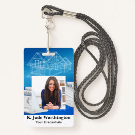 Tarjeta De Identificación Insignia Lanyard del contratista del arquitecto -
