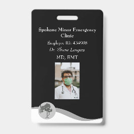 Tarjeta De Identificación Insignia Lanyard foto médica negra