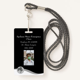 Tarjeta De Identificación Insignia Lanyard foto médica negra