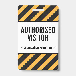 Tarjeta De Identificación Insígnia llamativa de "VISITANTE AUTORIZADO"