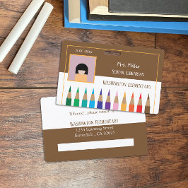 Tarjeta De Identificación Insignia marrón de la biblioteca de la escuela Doo
