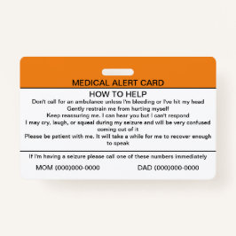 Tarjeta De Identificación Insignia médica para trastornos neurológicos funci