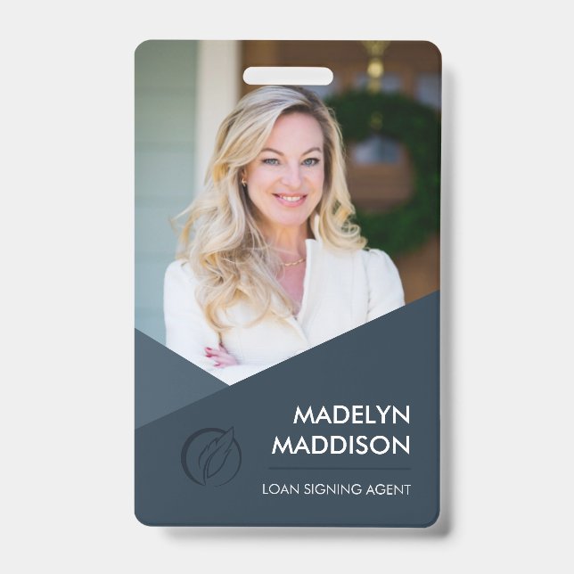 Tarjeta De Identificación Insígnia Mínima Oscura Azure de Agente de Firma No (Parte frontal)