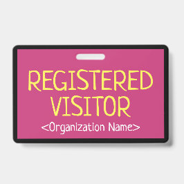 Tarjeta De Identificación Insígnia minimalista de "VISITANTE REGISTRADO"
