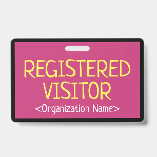 Tarjeta De Identificación Insígnia minimalista de "VISITANTE REGISTRADO"