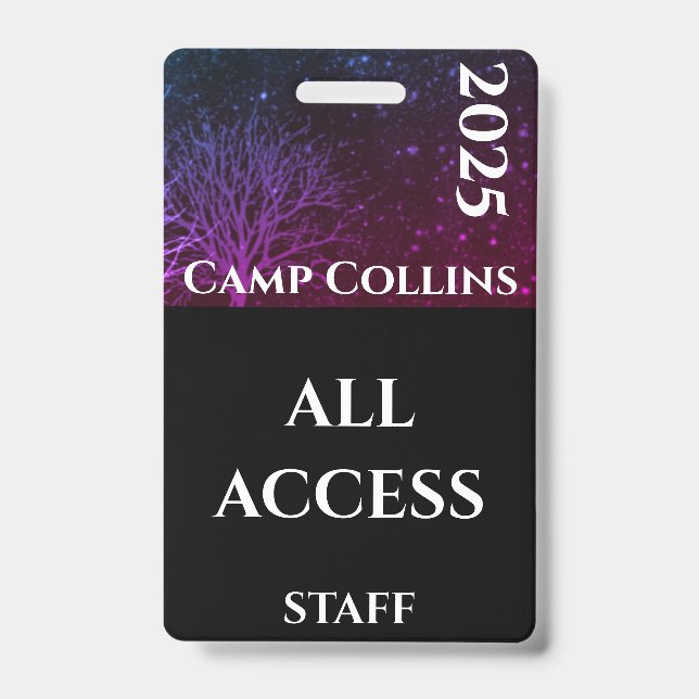 Tarjeta De Identificación Insígnia moderna de personal de campamento rústico (Parte frontal)