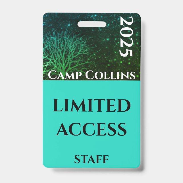 Tarjeta De Identificación Insignia moderna de personal de campamento rústico (Parte frontal)