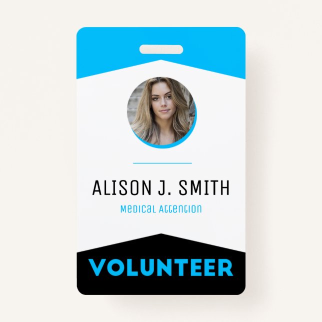 Tarjeta De Identificación Insignia moderna del voluntario del evento (Anverso)