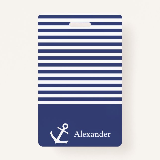 Tarjeta De Identificación Insignia náutica conocida de encargo del ancla (Anverso)