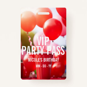 Tarjeta De Identificación Insignia para la fiesta de cumpleaños VIP