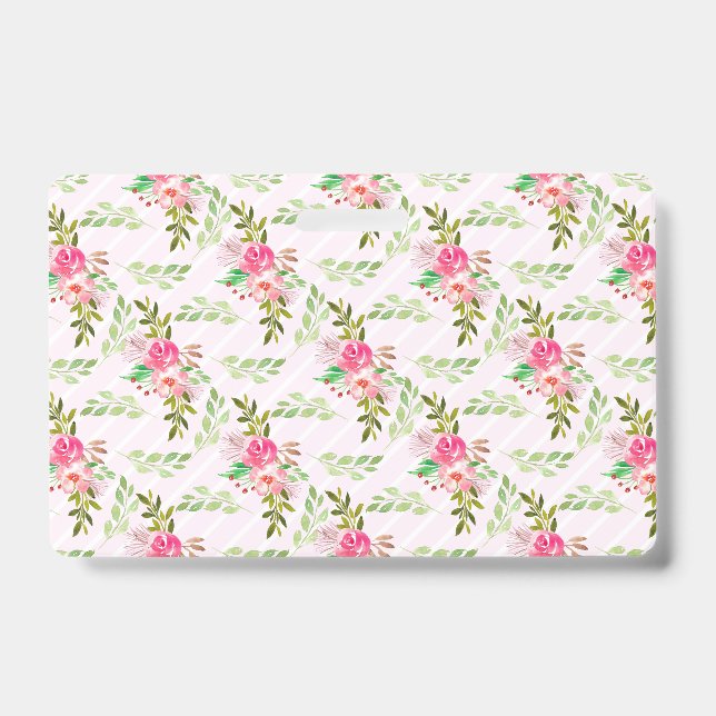 Tarjeta De Identificación Insignia Personalizada de Flores y Hojas (Parte frontal)