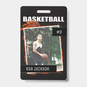 Tarjeta De Identificación Insígnia personalizada de foto de baloncesto en ll