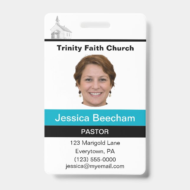 Tarjeta De Identificación Insígnia Personalizada de Pastora Femenina (Parte frontal)