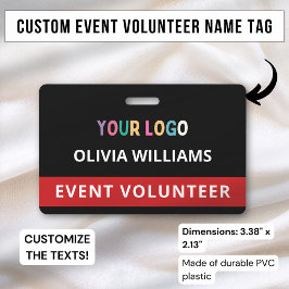 Tarjeta De Identificación Insígnia personalizada para voluntarios Clip Etiqu