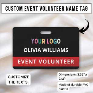 Tarjeta De Identificación Insígnia personalizada para voluntarios Clip Etiqu