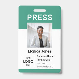 Tarjeta De Identificación Insignia profesional de la foto del logotipo de pr