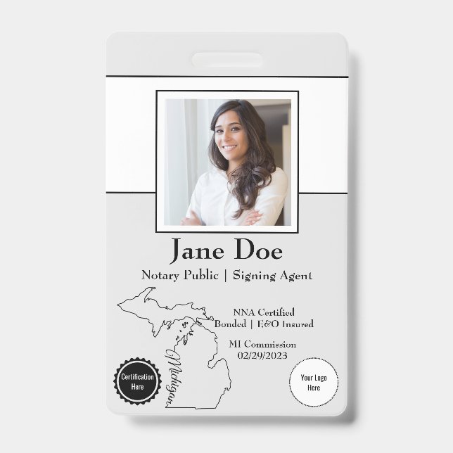 Tarjeta De Identificación Insignia pública del notario del estado de Michiga (Parte frontal)