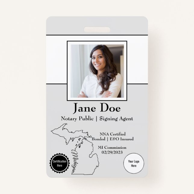 Tarjeta De Identificación Insignia pública del notario del estado de Michiga (Anverso)