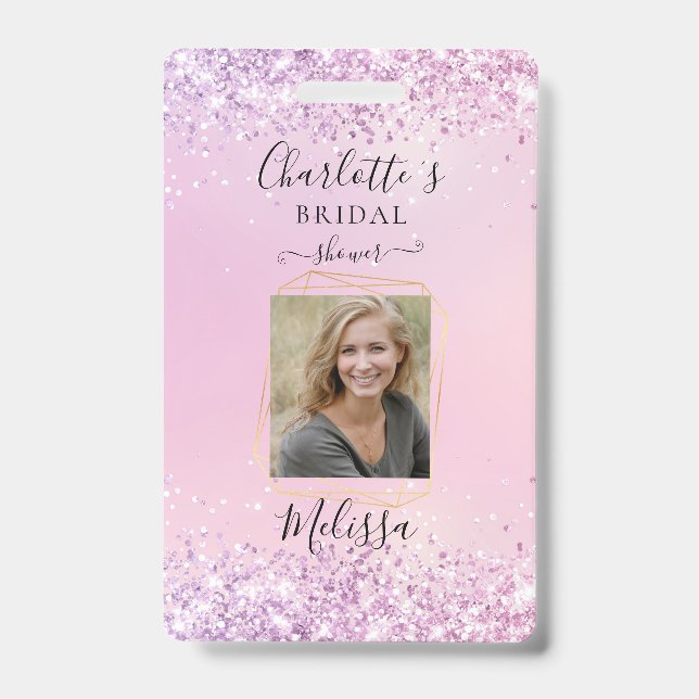 Tarjeta De Identificación Insignia púrpura (imitar) Purpurina moderna (Front)