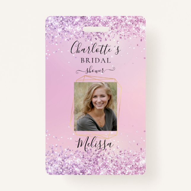 Tarjeta De Identificación Insignia púrpura (imitar) Purpurina moderna (Anverso)