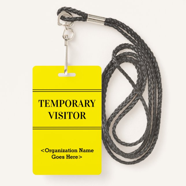 Tarjeta De Identificación Insignia respetable del "VISITANTE TEMPORAL" (Anverso son cordón)