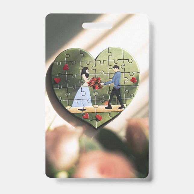 Tarjeta De Identificación Insignia rompecorazones romántico (Parte frontal)