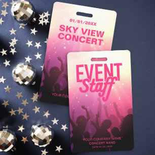 Tarjeta De Identificación Insígnia rosa de personal para evento de concierto