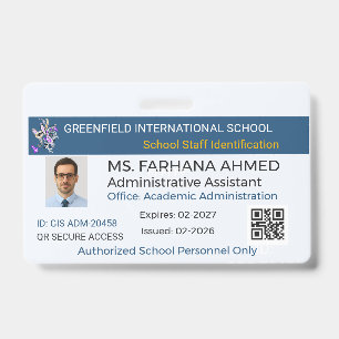 Tarjeta De Identificación Insígnia segura Identificación del profesor ID cor