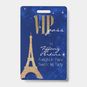 Tarjeta De Identificación Insignia temática del VIP del fiesta de París