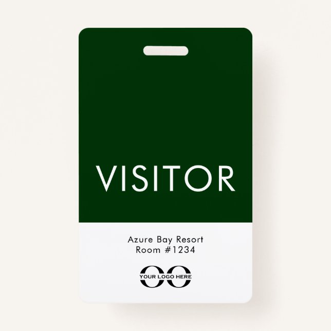 Tarjeta De Identificación Insignia verde de visitante personalizado para hot (Anverso)