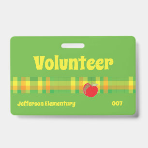 Tarjeta De Identificación Insígnia verde escolar de voluntariado