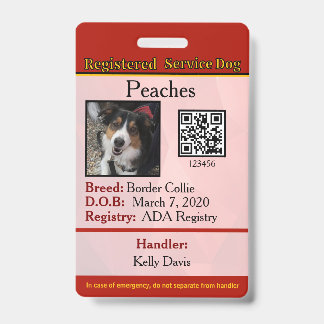 Tarjeta De Identificación Insignia vertical de Service Dog Canada