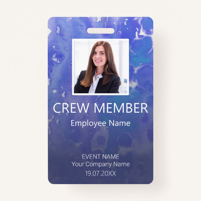 Tarjeta De Identificación Insignia violeta de evento de código de barras de  (Anverso)