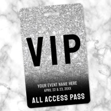Insígnia VIP Blanco Negro Todo Acceso