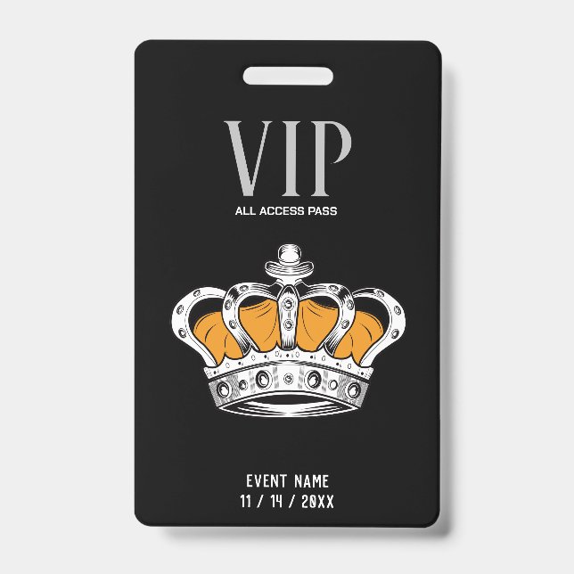 Tarjeta De Identificación Insígnia VIP Corona (Parte frontal)