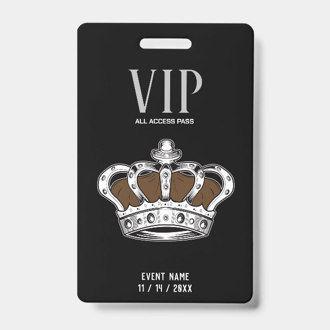 Tarjeta De Identificación Insígnia VIP Corona (Parte frontal)