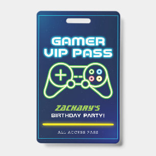 Tarjeta De Identificación Insígnia VIP de la Fiesta de Arcade de Videojuegos