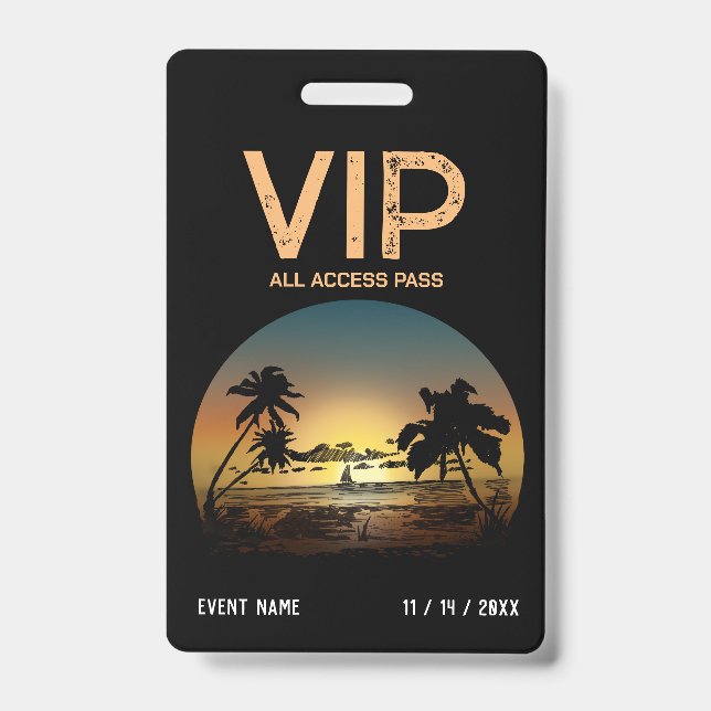 Tarjeta De Identificación Insignia VIP de puesta de sol (Parte frontal)