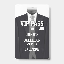 Tarjeta De Identificación Insignia VIP del partido Bachelor Tuxedo