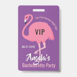 Tarjeta De Identificación insignias de flamenco rosa con texto personalizado
