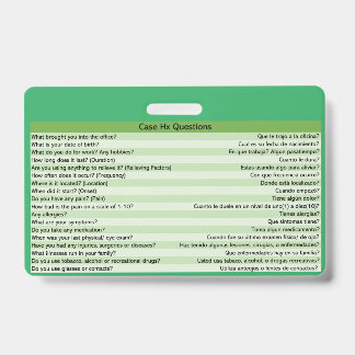 Tarjeta De Identificación Insignias de Optometría Médica en Español