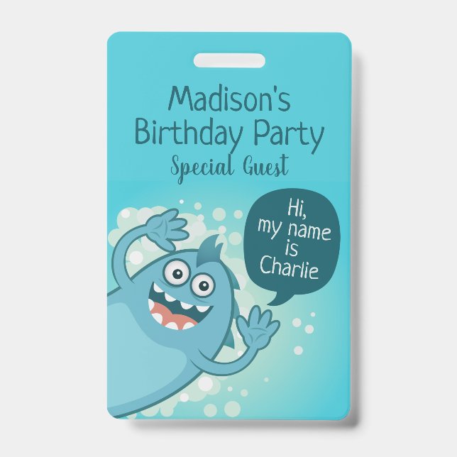 Tarjeta De Identificación Insignias de texto de los personalizados Monstruos (Parte frontal)