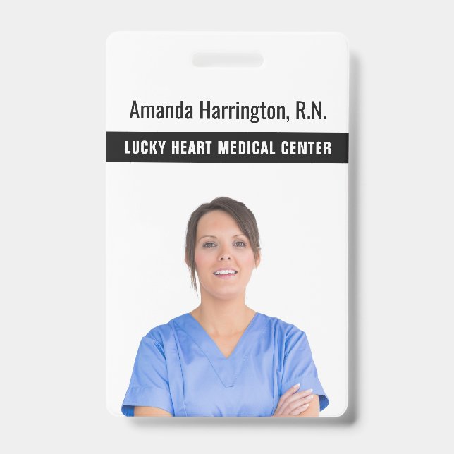 Tarjeta De Identificación insignias de TU TEXTO Y FOTO (Parte frontal)