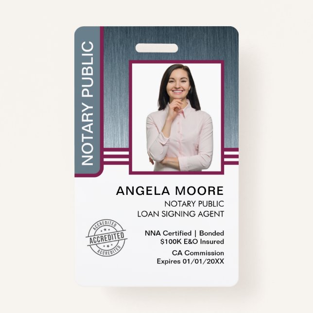 Tarjeta De Identificación Insignias públicas notariales (Anverso)