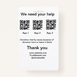 Tarjeta De Identificación Instrucciones para la recolección de donaciones: a